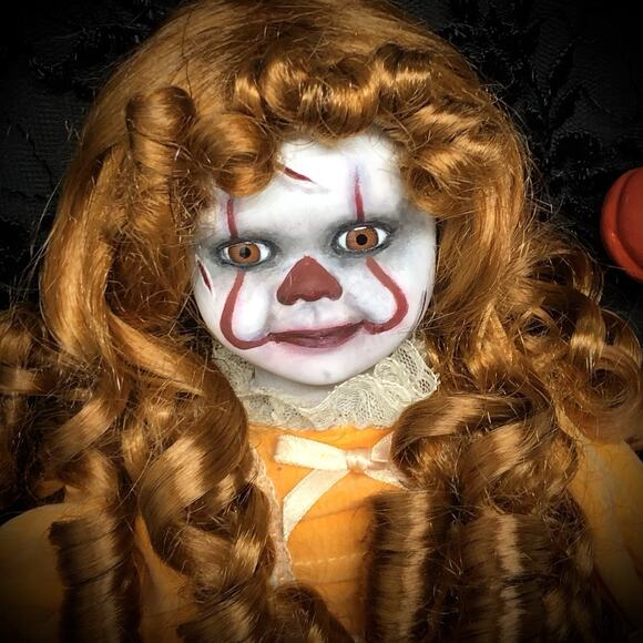 OOAK Creepy Odd 16” Haunted Ghost Clown Doll Scary Halloween Horror Art Doll - Picture 16 of 16